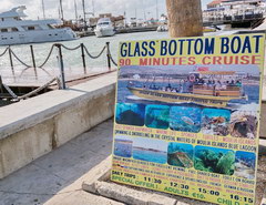 Entertainment in Paphos in Cyprus, cruise on a boat with a transparent bottom