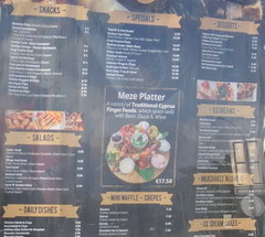 Prices in restaurants in Cyprus, Food menu