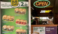 Fast food prices in Cyprus, Subway