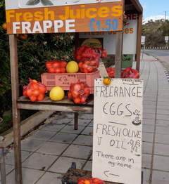 Цены на продукты на Кипре, Цены на овощи на улице