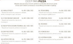 Prices for fast food in Denmark and Copenhagen, Prices in a pizzeria
