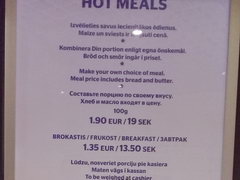 How much to eat on the ferry Silja Line, Prices for food in the cafe