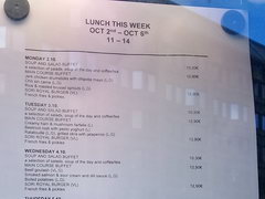 Food prices in Helsinki in Finland, Lunch schedule for the week