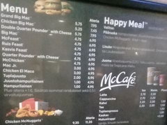 Fast Food prices in Helsinki in Finland, prices at McDonald's