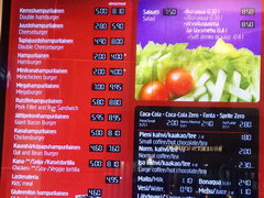 Цены на еду в Финляндии, Цены в Гамбургер кафе