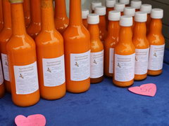 Prices on the market on the waterfront of Helsinki, sea buckthorn juice