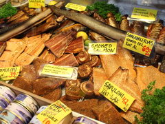 Prices in the market on the waterfront of Helsinki,  Smoked salmon