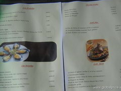 Prices in France, menu at a restaurant