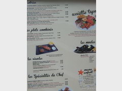 Цены во Франции, Ресторанное меню с картинками