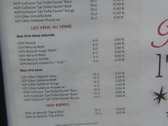Цены во Франции на алкоголь, Стоимость вин в баре