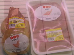 Цены в Париже на продукты, Курица и индейка