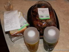 Hong Kong, ready meals, Grilled chicken, bread and juice from supermarket