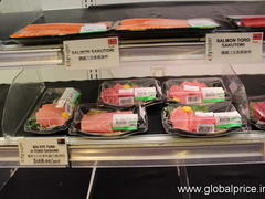 Hong Kong, food prices in a grocery, Prices for sashimi (raw fish)