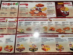 Prices in Athens cafe, KFC menu