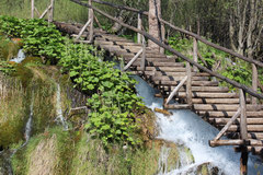 Plitvice Lakes in Croatia, Wooden bridges and ladders 