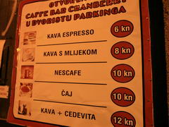 food prices in Zagreb (Croatia), Inexpensive cafe