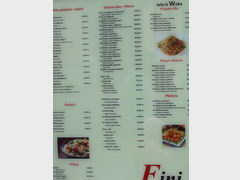 Prices in the cafe Zagreb (Croatia), Asian meals
