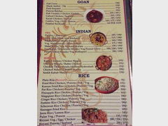 Цены в Гоа на еду в ресторанах, Кухня ГОА