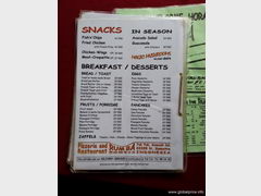 food prices in Indonesia, Menu in a restaurant for breakfast 