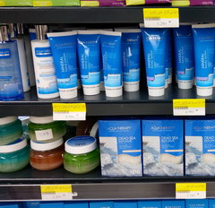 Souvenirs and shopping in Jordan, Cosmetics from the Dead Sea in a supermarket