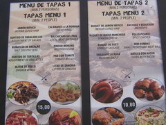 Цены на еду в Барселоне, Тапас меню