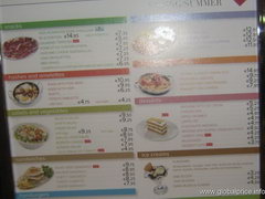 Food and drinks prices in Barcelona, Prices for various dishes in at a cafe for tourists