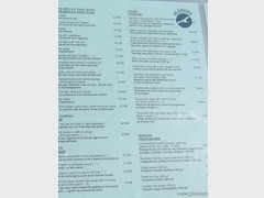 Цены на еду в Барселоне, Ресторанное меню