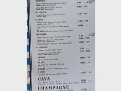 Prices for alcohol in Spain (Catalonia), Wine list