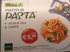 eatery and restaurant prices in Italy, Macaroni 