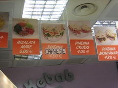eatery and restaurant prices in Italy, Prices in kebab cafe 