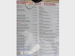 Цены в ресторанах в Венеции, Цены в пиццерии