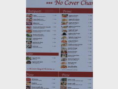 Prices in restaurants in Venice, Restaurant - first courses 
