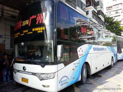 Buses in China in Guangzhou, Sleeping bus outside