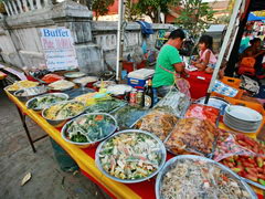 Laos, Luang Prabang food prices, Buffet on the street