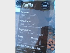 Prices in Riga in Latvia for food, prices in the coffee house