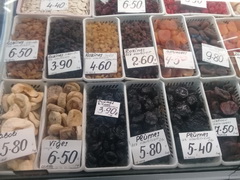 Цены на продукты в Риге на рынке, сухофрукты