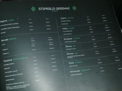 Prices of bars in Vilnius, Alcoholic drinks in the restaurant