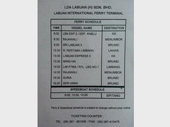 Malaysia, Borneo, Kota Kinabalu, Schedules of boats from Kota Kinaluab