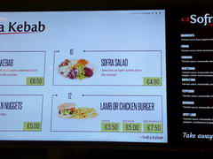 Malta food prices, Kebab restaurant