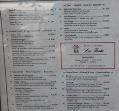 Amsterdam food and drink prices, Cost of meals in an Italian restaurant