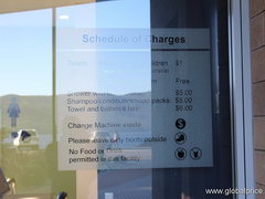 Prices in Milford Sound in New Zealand, Service toilet and shower