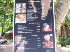 Philippines, Bohol, Food prices, Prices in a coffee shop on the beach