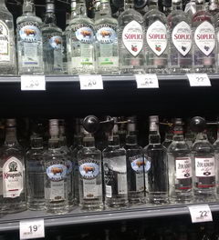 Prices for alcohol in Poland in Warsaw, Vodka, price per 05 liters