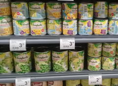 Food prices in Poland in Warsaw, peas and corn
