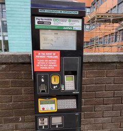Transport in Scotland and Edinburgh, machine with the ability to pay by card and phone through the application