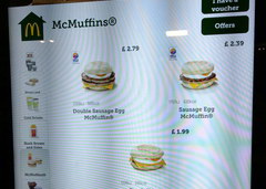 Prices for fast food in Scotland, Menu in McDonald's