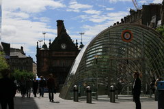 Metro in Glasgow in Scotland, typical subway entrance in Glasgow