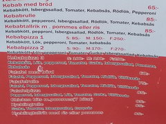 Prices in Stockholm for food, Turkish shawarma kebabs