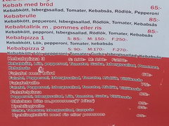 Prices in Stockholm for food, Turkish shawarma kebabs