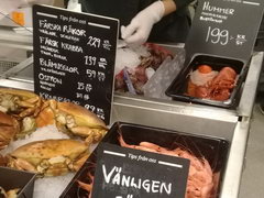 Grocery stores prices in Stockholm in Sweden, seafood in the supermarket